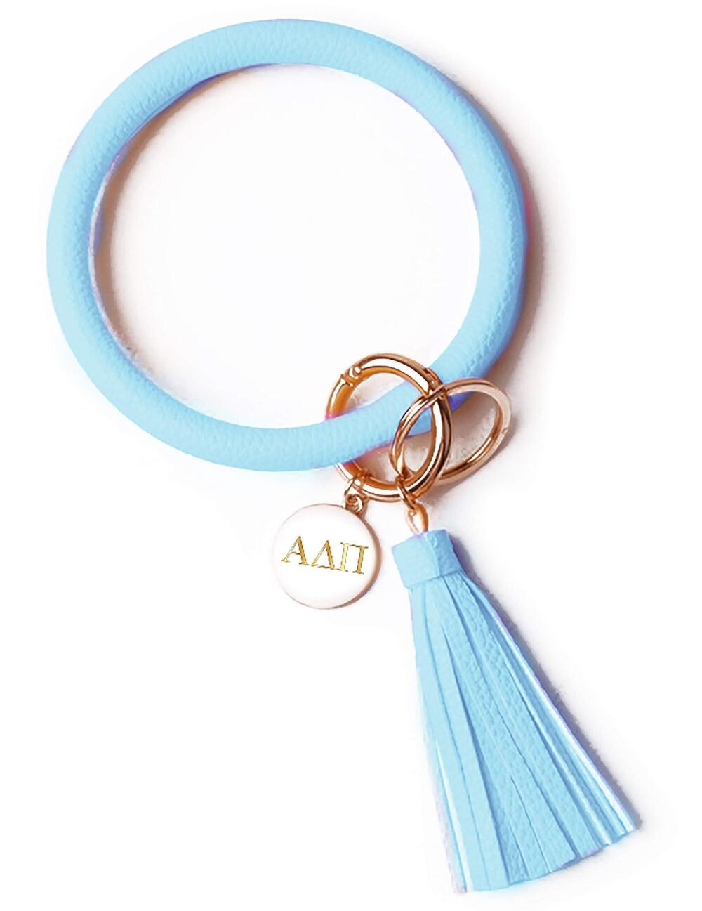 4371 ADP Bangle Keychain - Alpha Delta Pi Blue Ring Keychain with Engraved